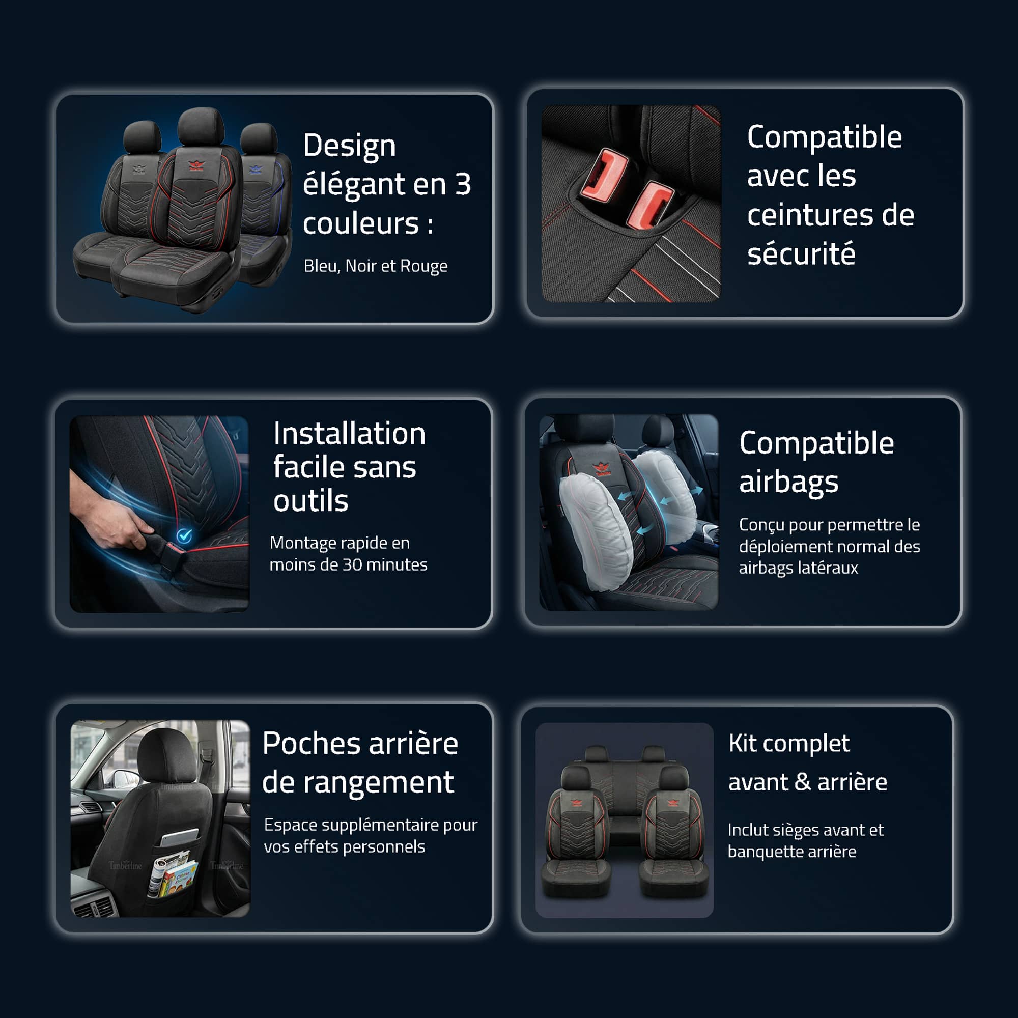 Housses de Siège Panathera Series™ – Protection & Confort Premium Avant + Arrière