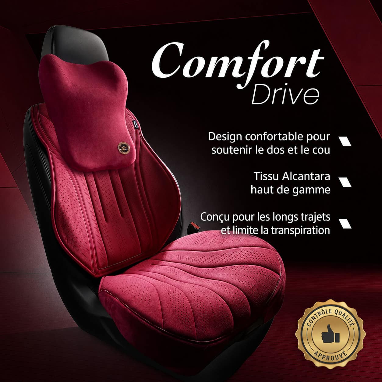 Comfort Drive - Housse de Siège Premium en Alcantara Respirant