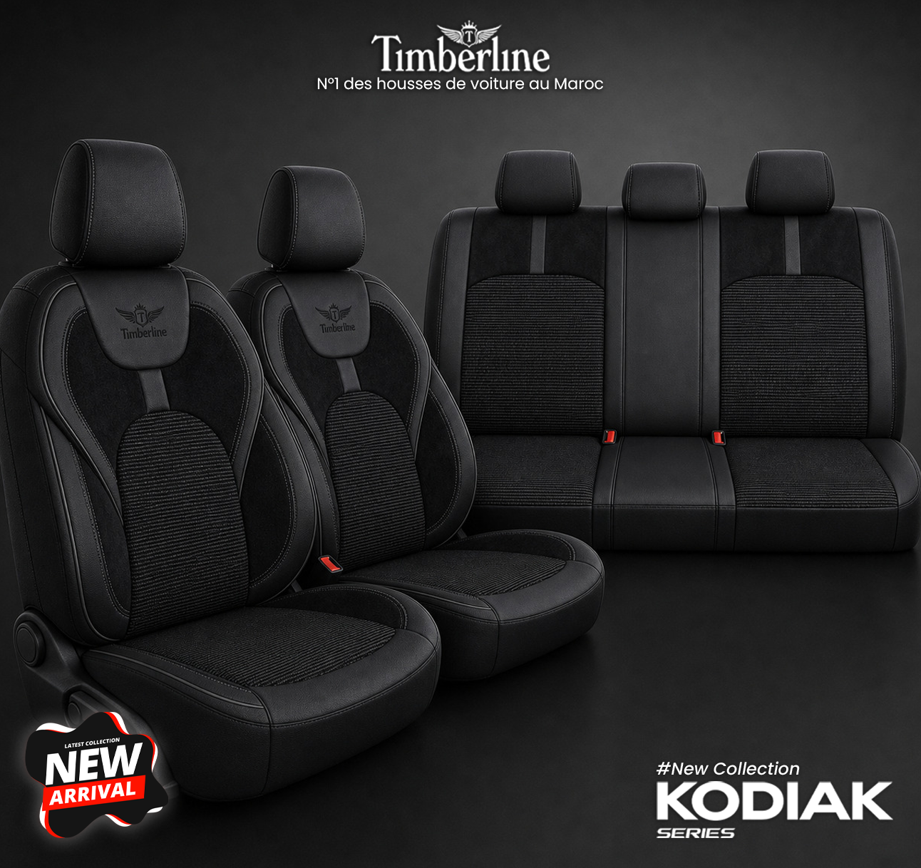 Housses De Siège Kodiak Series™ – Alcantara Perforée, Cuir & Tissu Respirant