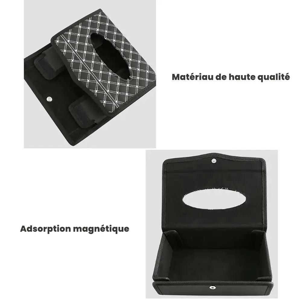 Boîte à Mouchoirs Rectangulaire Cuir PU - Pour Bureau, Salle De Bain, Voiture - Design Moderne Noir
