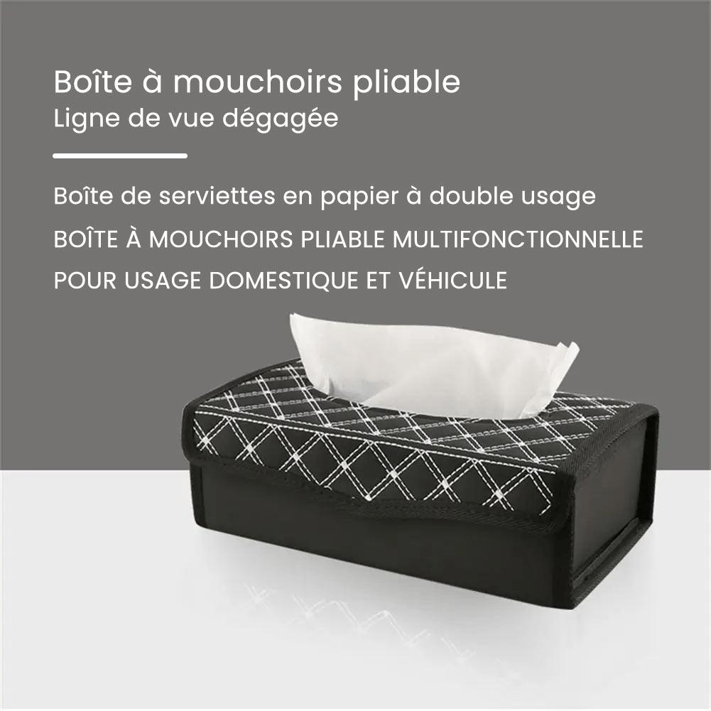 HIAHXC Boîte à Mouchoirs Voiture En Cuir Synthétique Noir - Accessoire Intérieur Multifonction